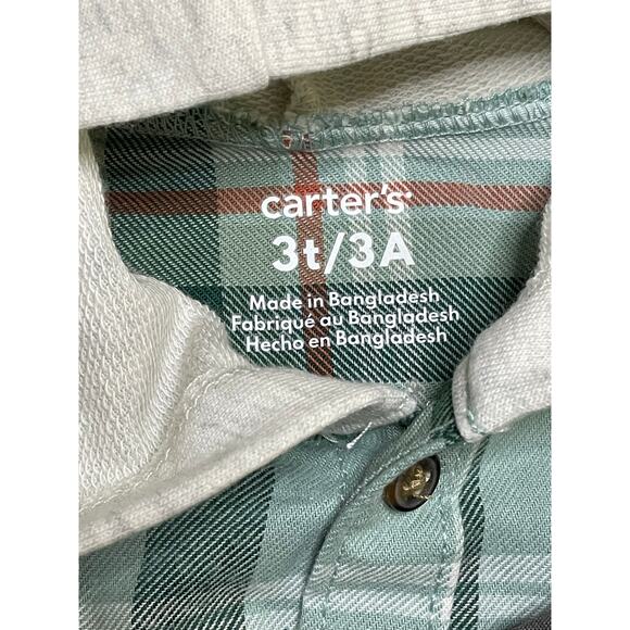 Carter's Green Plaid Hoodie and Pant Set 3T New with Tags - Picture 6 of 9